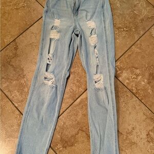 Hollister Blue Skinny Jeans with Distressed Details